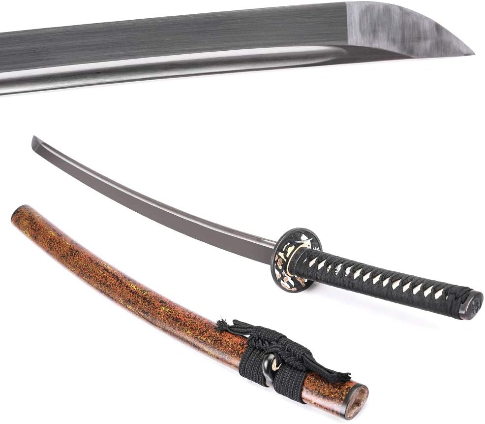 siwode Handmade Full Tang Sharp Katana, Alloy Fishing Tsuba Samurai Japanese Sword (High Carbon Steel 1060) 40-Inch