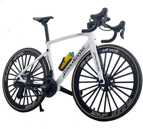 1:8 Scale Alloy Bicycle Model Road Bike Toy Cake Topper Desktop Decoration Crafts for Cycling Lovers Bike Racers Athletes Children (White)