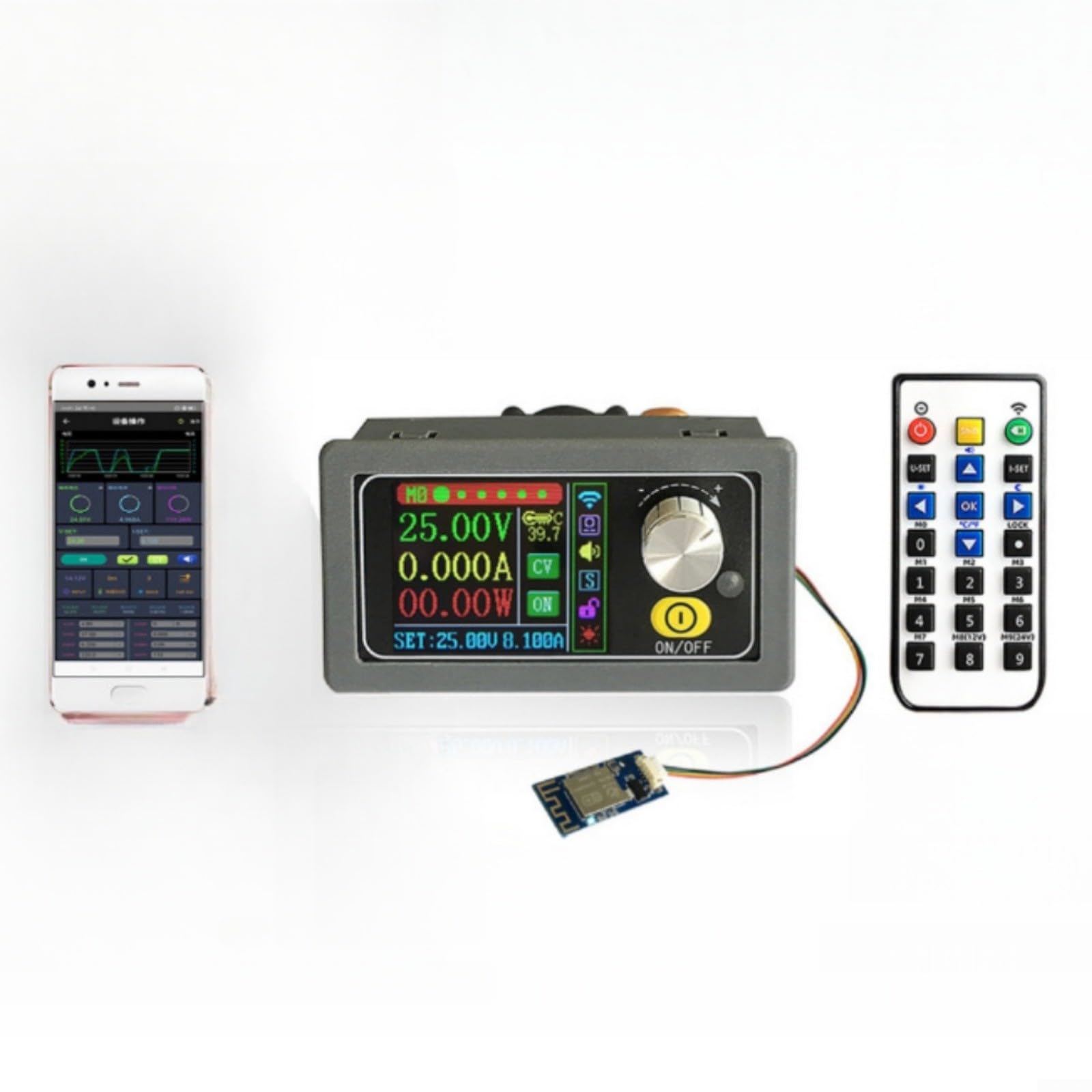 Alimentatore DC regolabile 50V 8A 400W con telecomando WiFi, regolatore di tensione digitale con protezione da sovraccarico e 10 slot di memoria per laboratorio (con WIFI)