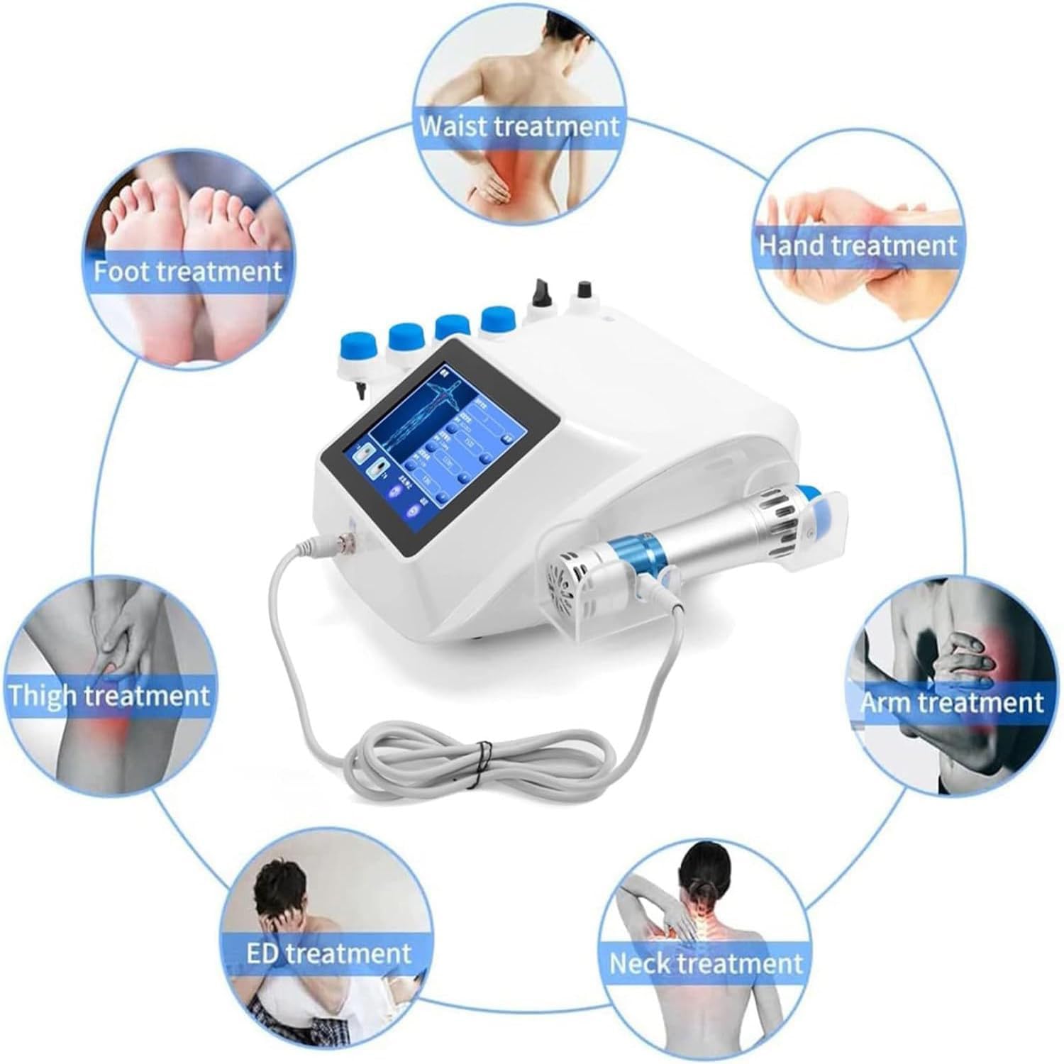 Dispositivo portatile di terapia di Shockwave, macchina di ESWT con 10 teste, 1-16Hz & 50-250mJ per tendinite, sollievo di fascite plantare