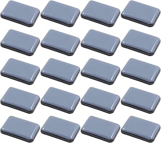 20Pcs 1-3/8 x 1 Inch Rectangular Adhesive Furniture Sliders, PTFE Chair Glides Floor Protectors