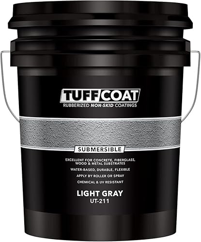 Tuff Coat UT-211 Gris Claro - 5 Galones Revestimiento Antideslizante de Goma a Base de Agua, Sumergible