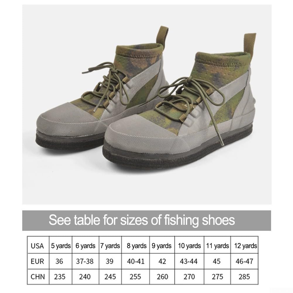 Botas de pesca de roca con suela de fieltro y tacos de acero, zapatos de vadeo antideslizantes, arrecife de humedal, calzado de pesca de neopreno transpirable con drenaje y puntera