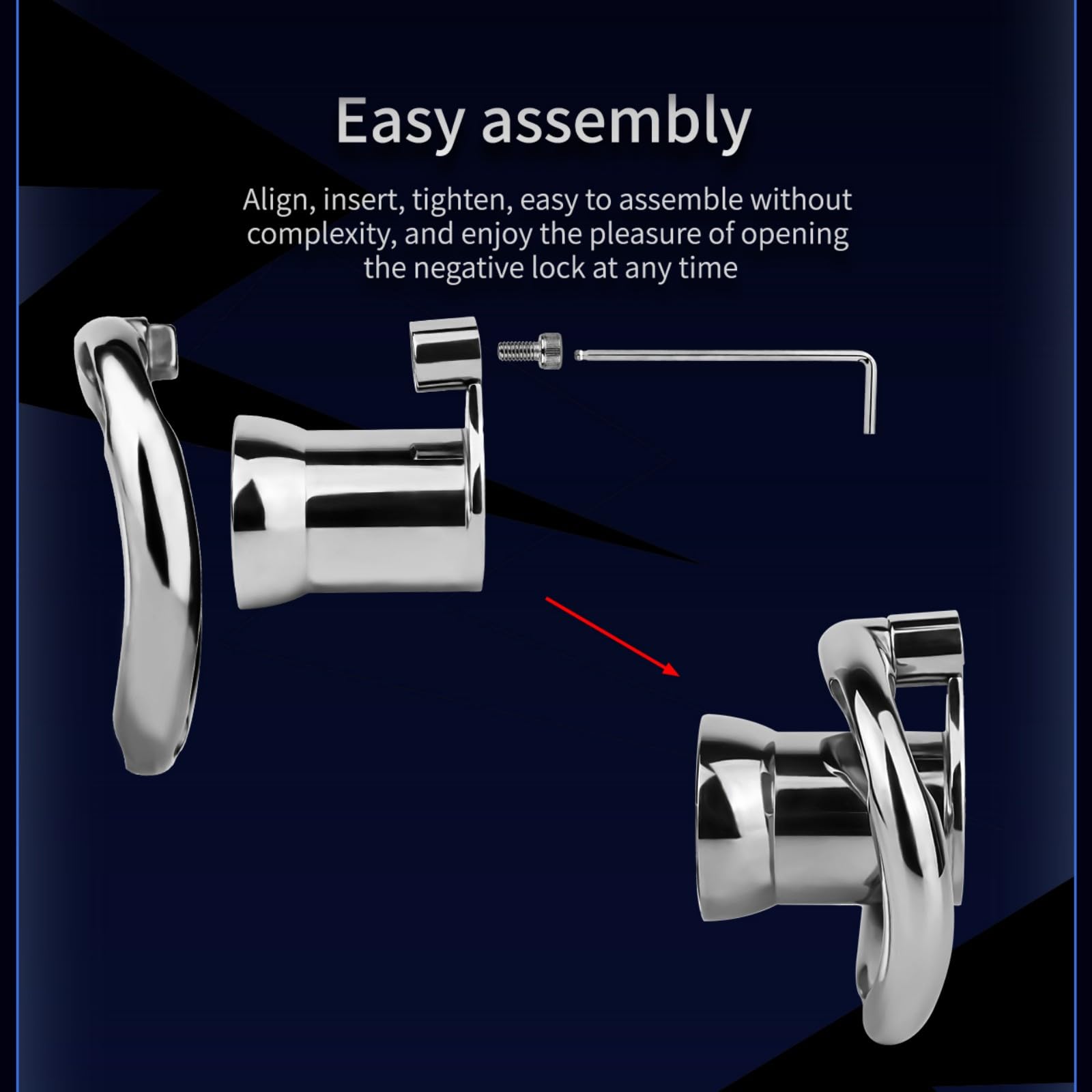 Cage de Chasteté Inversée pour Pénis Chastity Cage en Métal avec Verrou à Vis et Ceinture Sex Toys Homme Cage Chastetée Respirante en Acier Inoxydable pour Bondage le Pénis (A,50mm)