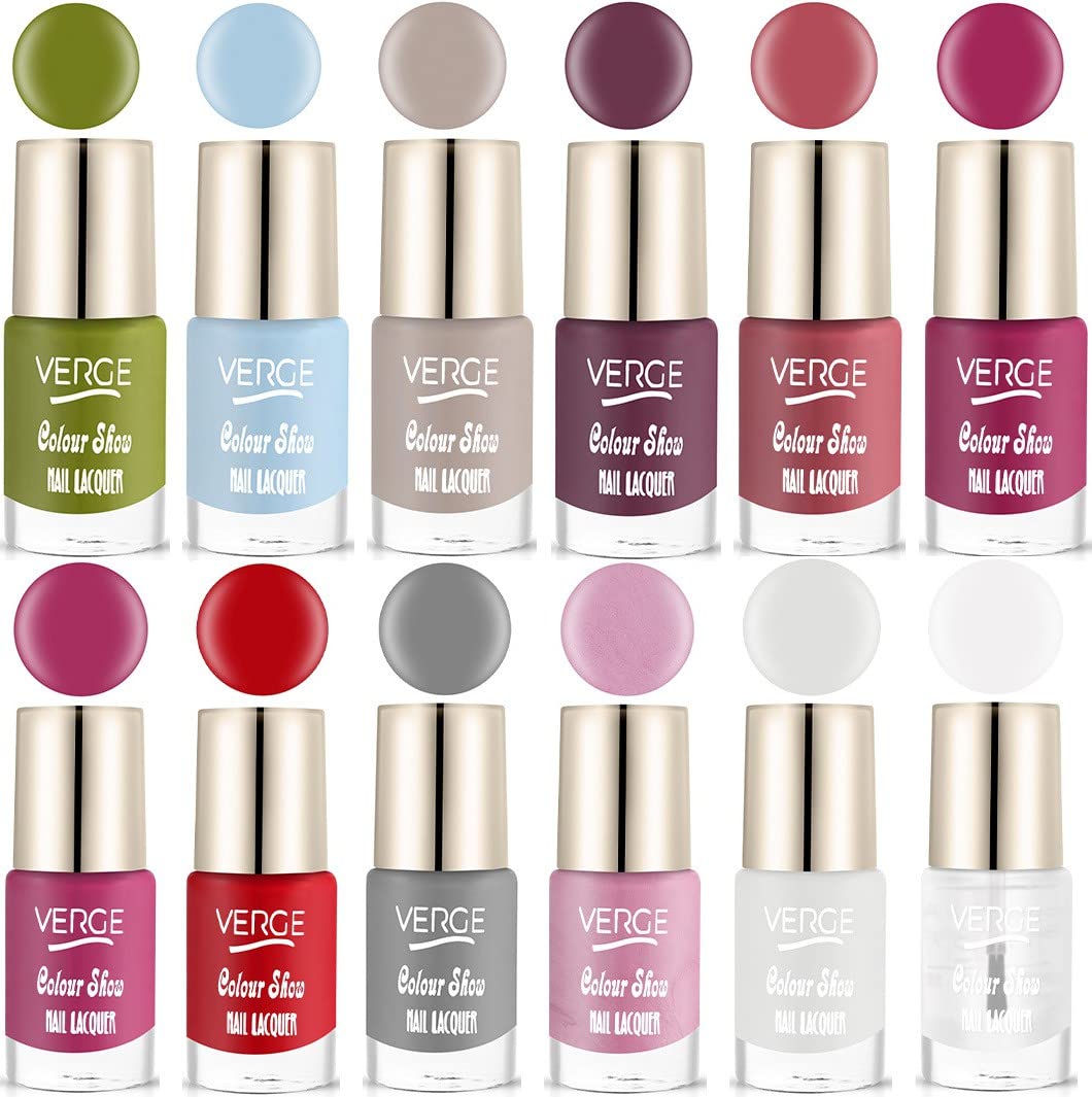 VERGE Colour Show Ultra Shine Nail Lacquer (NO CHIPPING & NO FADING) (Pack of 12) NON TOXIC AND PARABEN FREE (CS12_39)