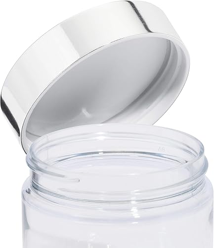 Miniatura 7 de Tarro de plástico PET transparente de 6 onzas con tapa de metal plateado (paquete de 12)