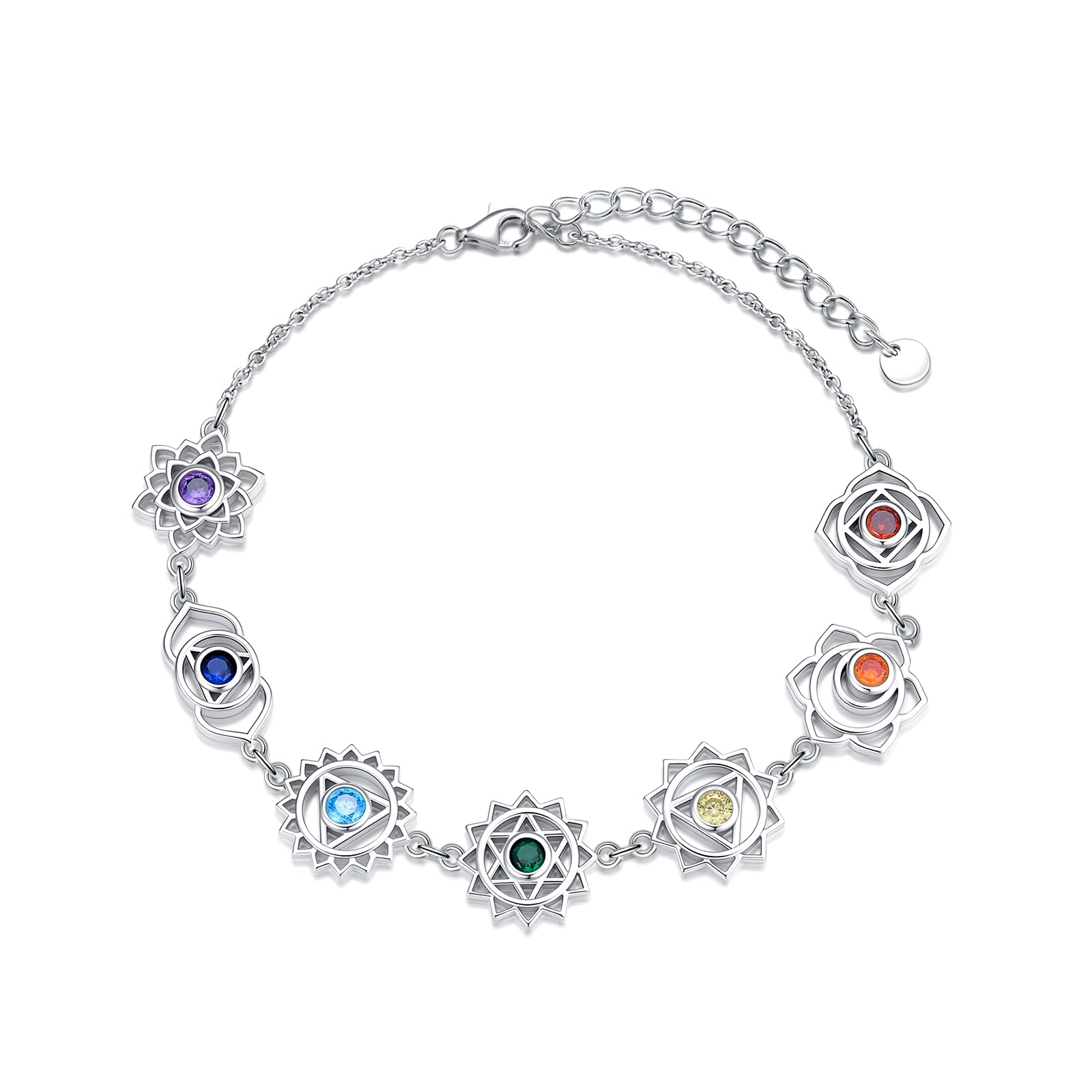 Pulsera de chakras de plata de ley 925, pulsera de los 7 chakras para muje chakra pulseras para mujeres