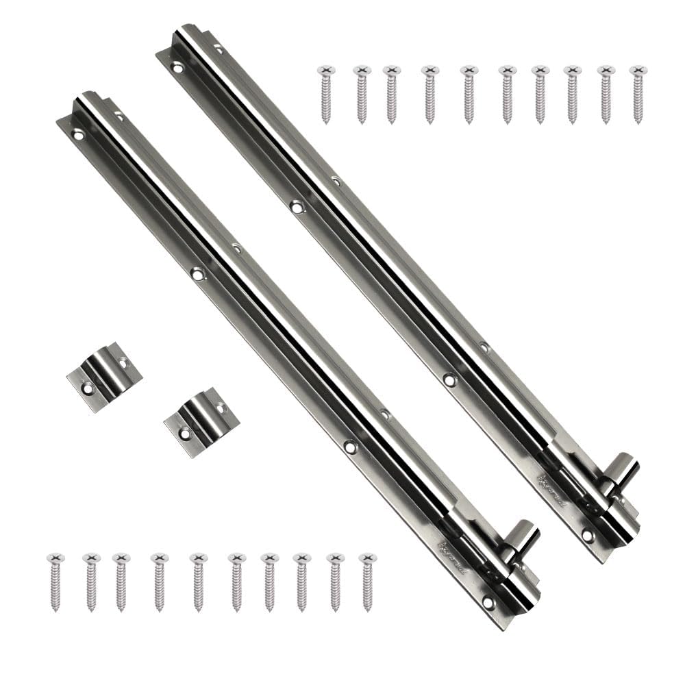 HYDERON Round Aluminium Tower Bolt – Durable Door Latch for Home and Office Doors and Windows (Stainless Steel Finish, 18 Inch, Pack of 4)-image-21