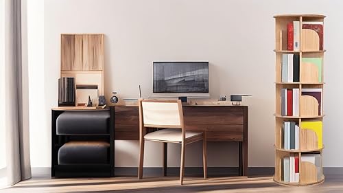Miniatura 2 de YQSDG Estantería giratoria de 360 grados de madera para niños y adultos, organizador multifuncional (4 niveles)