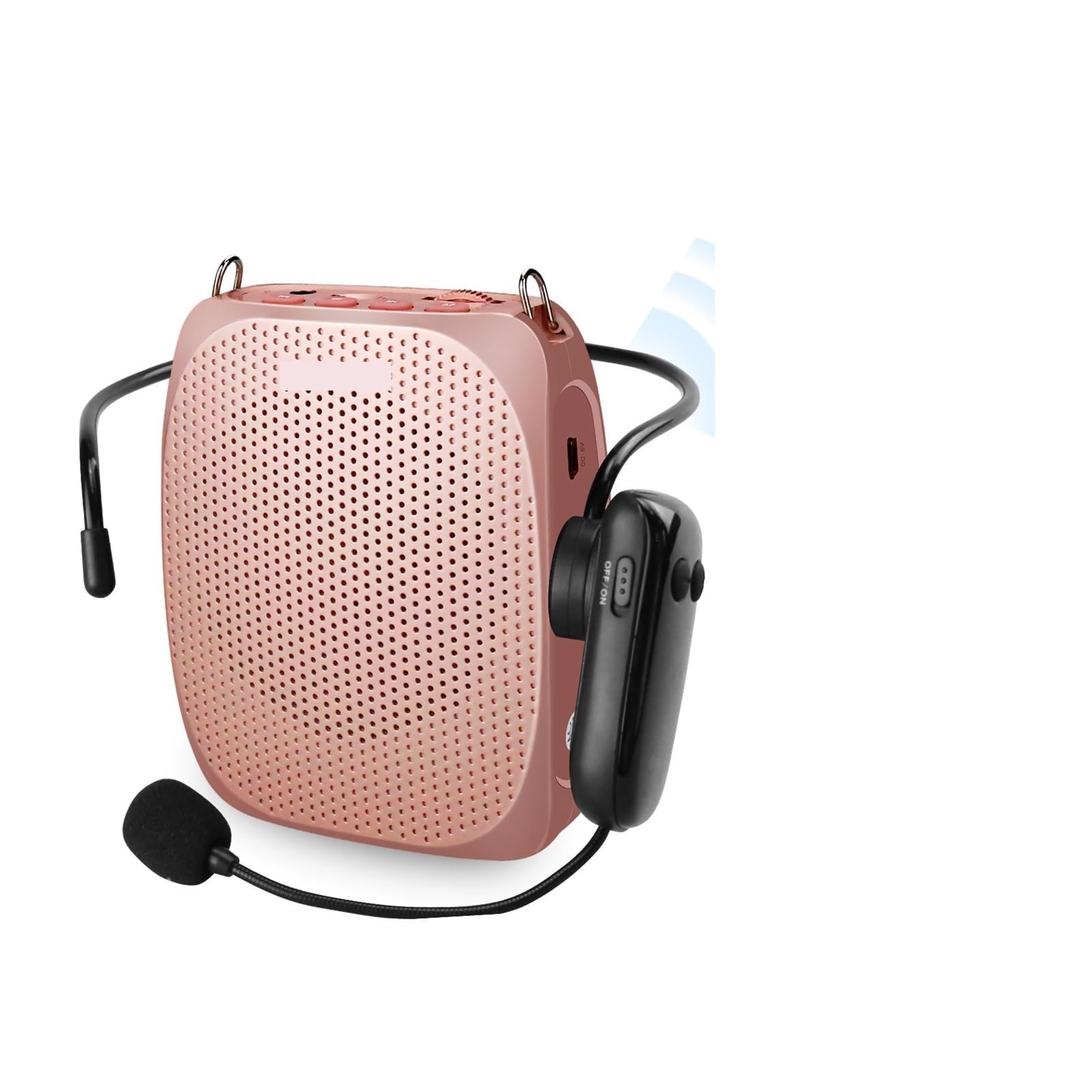 Wzmacniacz głosu, Bezprzewodowy Przenośny Głośnik Audio USB Wzmacniacz Głosu Dla Nauczyciela(Rose gold)
