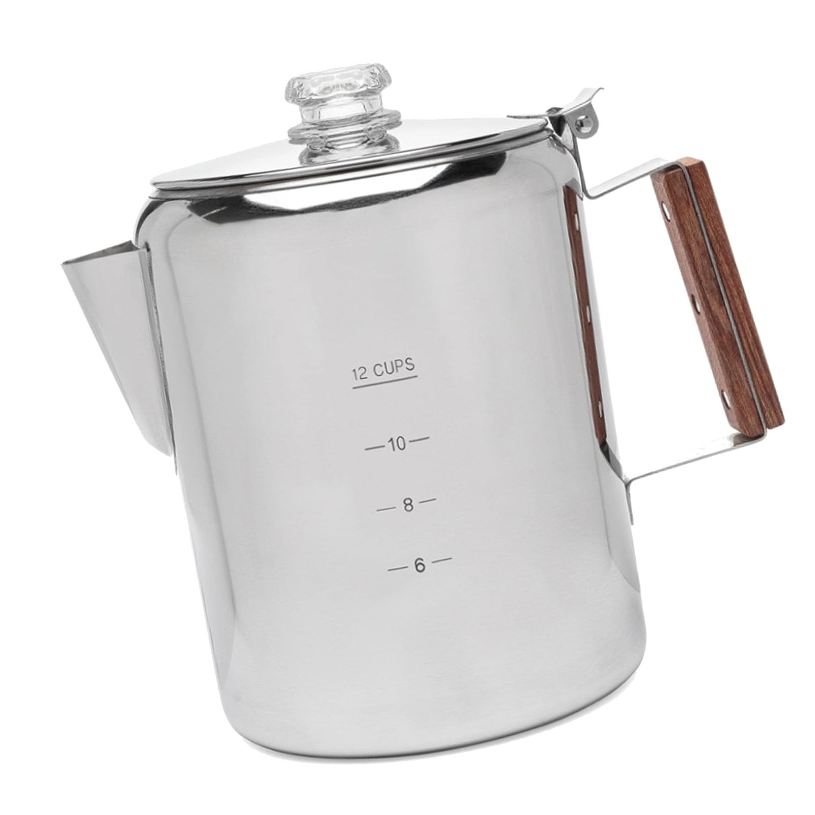 Eléctrica de Acero Inoxidable con Boquilla en V, de Madera y Filtro Fino para Camping, Picnic, Estufa de Gas, Placa de Inducción (12 tazas 2000-3000ML)