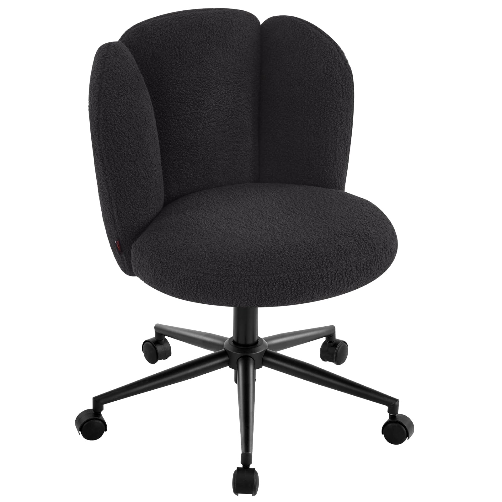 Furniliving Fluffy Armless Desk Chair, Upholstered Vanity Chair with Back, Comfortable Boucle Task Chair for Bedroom, Dressing Room, Home Office,