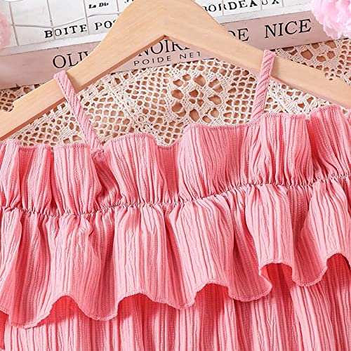 Girls Summer Dress Off Shoulder Flutter Sleeve Midi Swing Cassual Formal Dresses with Belt4