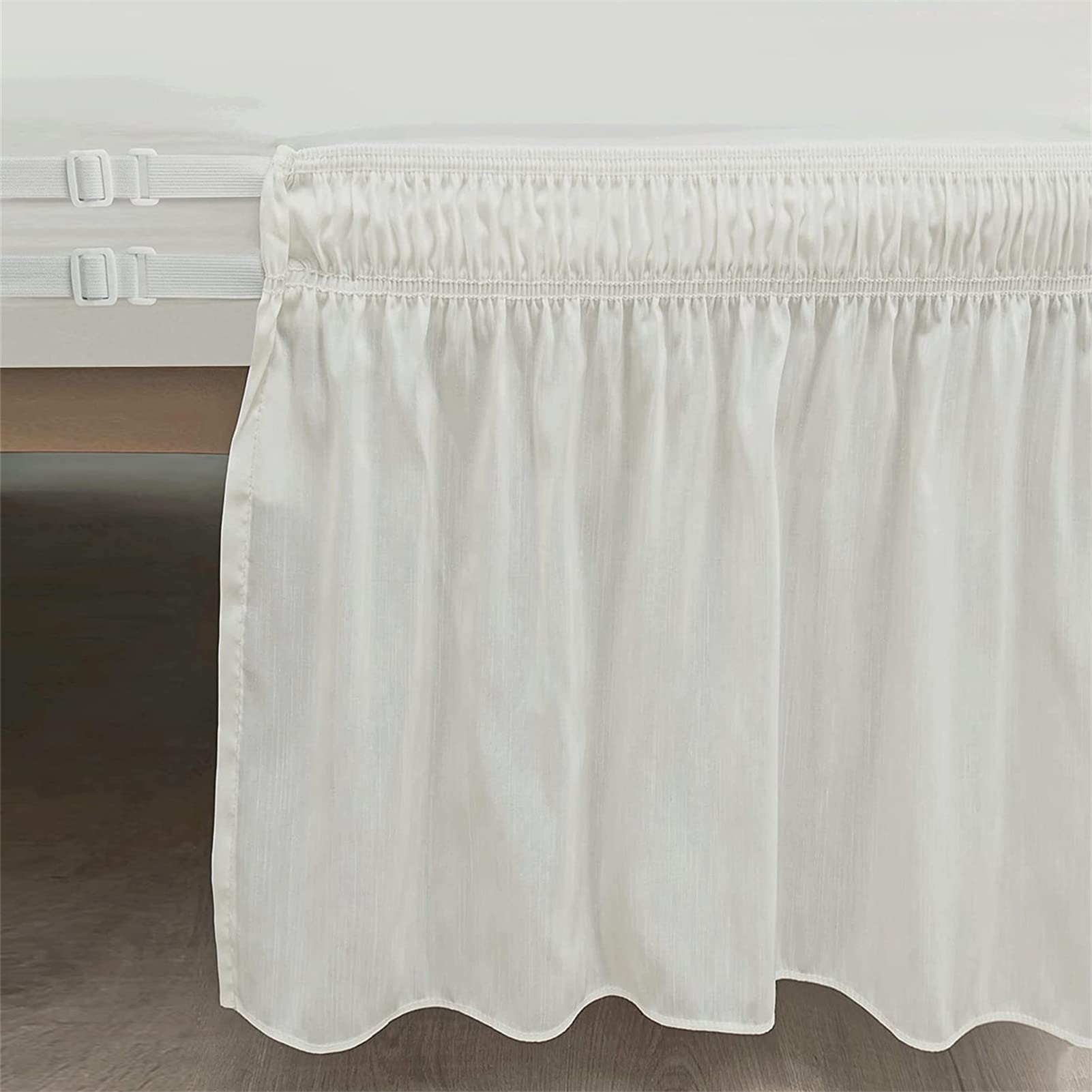 Jupe De Lit Volant Anti-Poussière 200x203cm - Cache Sommier En Polyester Avec Élastique - Chute 38cm