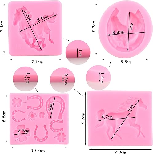 Miniatura 5 de ZiXiang Moldes de silicona para caballo, para zapatos de caballo, trébol, fondant, herradura, pezuña, moldes de silicona para decoración de