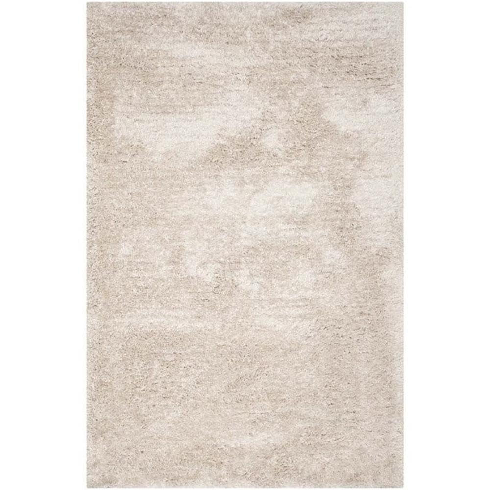 SAFAVIEH South Beach Shag Collection Accent Rug - 4' x 6', Champagne, Handmade, 1.8-inch Thick Ideal for High Traffic Areas in Entryway, Living Room, Bedroom (SBS562C)
