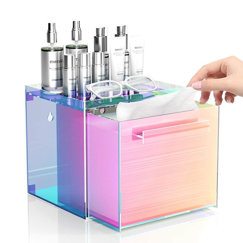 Caixa Acrílica para Toalhas Faciais Descartáveis TAINESS, de Parede, Rainbow