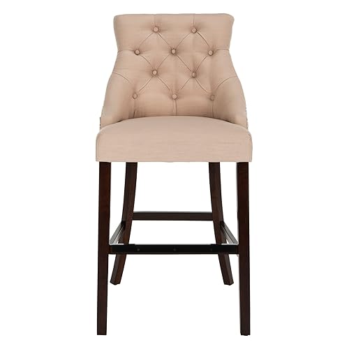 Safavieh Eleni Bar Stool, Beige/Espresso