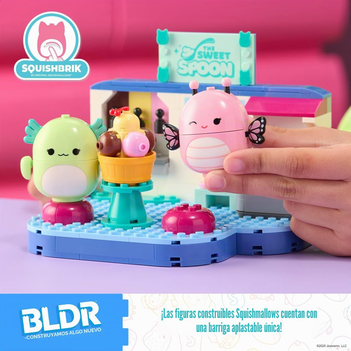 Squishmallows BLDR - Juego de construcción Divertido de Yogur congelado - Andreina la Mariposa + Mipsy el ajolote Figuras para Construir Fans 8+, 0096