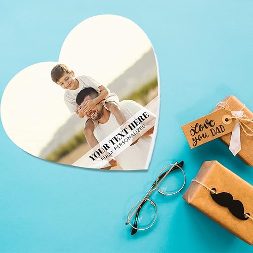 Miniatura 2 de Andaz Press Caja de regalo personalizada para cumpleaños de papá en forma de corazón con tapa, caja de corazón con texto fotográfico personalizado