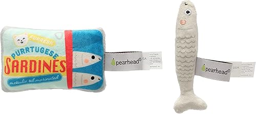 Miniatura 12 de Pearhead Pet Cheese & Wine - Juego de 2 juguetes para gatos con hierba gatera de felpa con arruga y sonajero, juguetes interactivos para gatos de