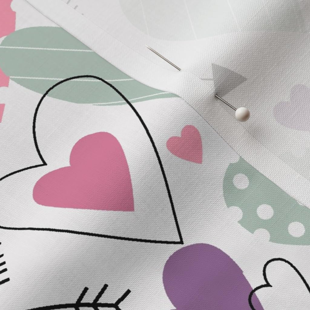 Spoonflower Fabric - Love Valentines Day Hearts Arrows Fun Girls Room Pastels Pastel Printed on Petal Signature Cotton Fabric by The Yard - Sewing Quilting Apparel Crafts Decor