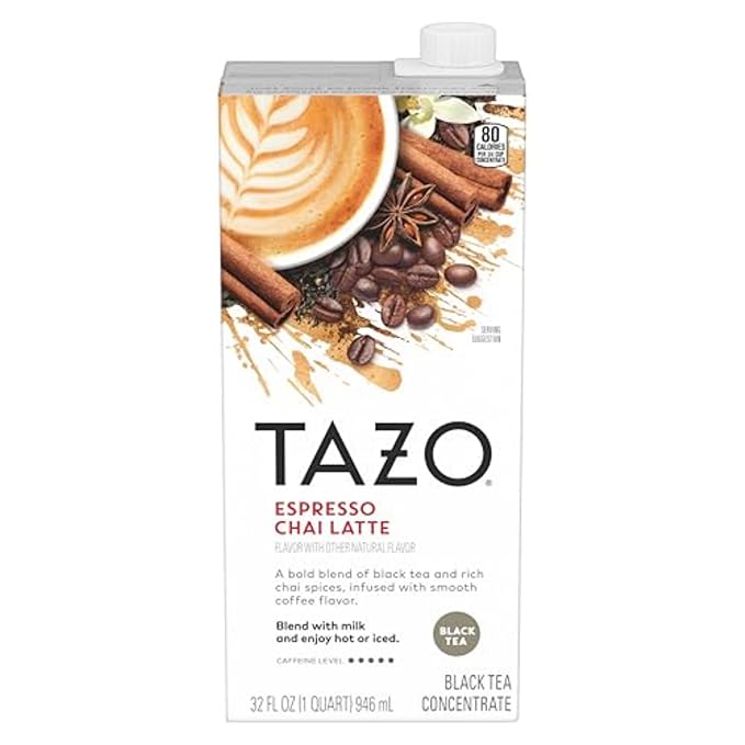 TAZO Espresso Chai Latte, Black Tea Concentrate, Easy to Serve
