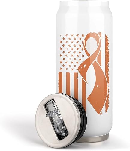 Miniatura 8 de Vaso de acero inoxidable con cinta de conciencia sobre la leucemia con la bandera estadounidense, taza de café de viaje con tapa abatible, 16.9 fl oz