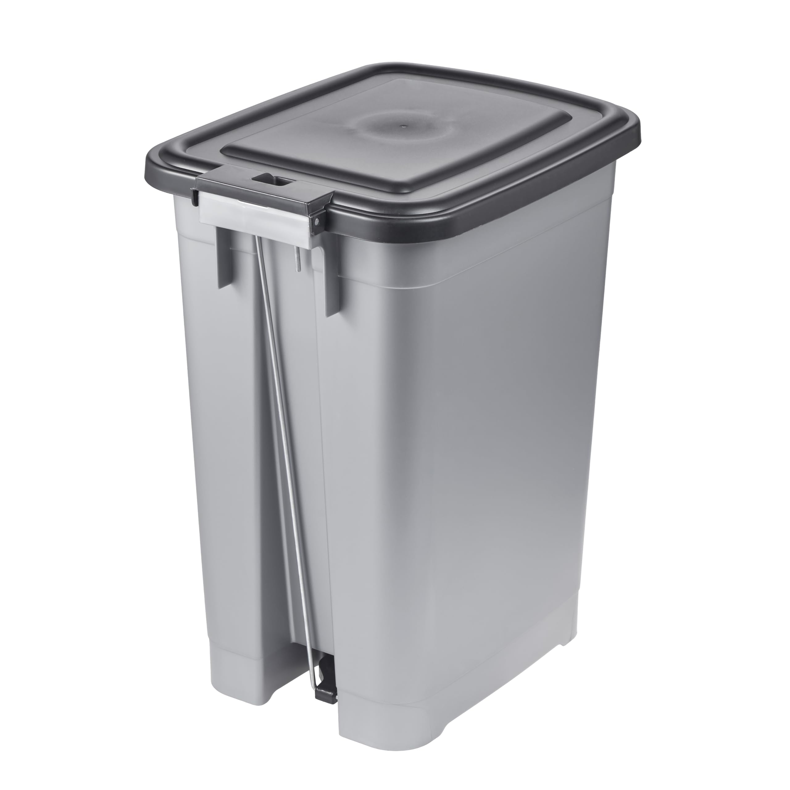 keeeper poubelle à pédale, 25 l, nettoyage facile, pédale d'ouverture et de fermeture hygiénique, poubelle, 27 x 36,5 x 44 cm, olaf, Light Silver (argent)