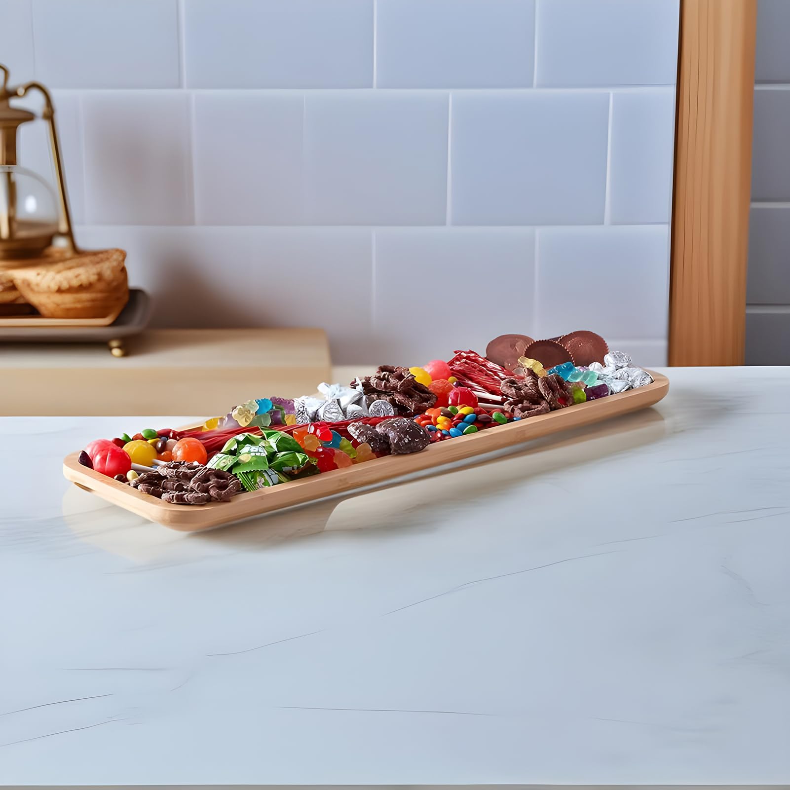 Planche de service à charcuterie – Plateau de présentation alimentaire avec couvercle pour fêtes | Plateau en bois avec couvercle de protection transparent, organisateur de collations pour fromage