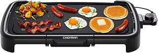 Chefman XL 10x20 Inch Electric Griddle Nonstick Flat Top Grill Removable Temp Control Dishwasher Safe Drip Tray