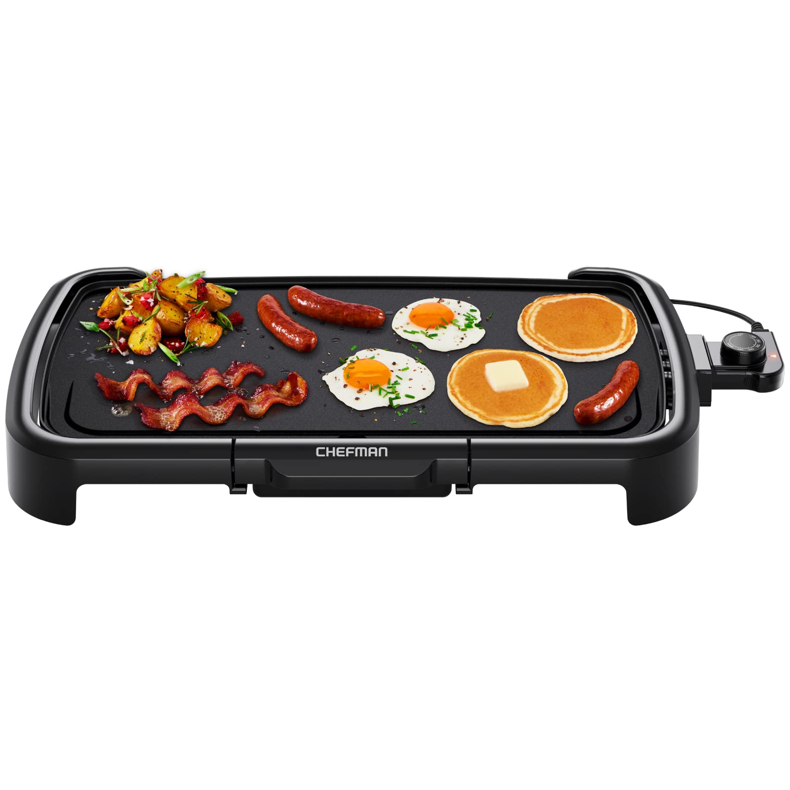 Chefman XL Electric Griddle with Removable Temperature Control, Immersible Flat Top Grill, Burger, Eggs, Pancake Griddle, Nonstick Extra Large Cooking Surface, Slide Out Drip Tray, 10 x 20 InchChefman XL Electric Griddle with Removable Tempera…