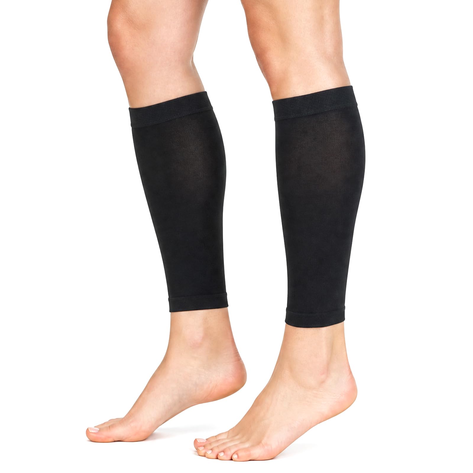 FACHOI Calf Compression Sleeves Men Women, Elastic Calf Support Footless Socks Sports Calf Support Compression Stockings for Shin Splint, Varicose Vein F4-HTRLW (Black-XL)