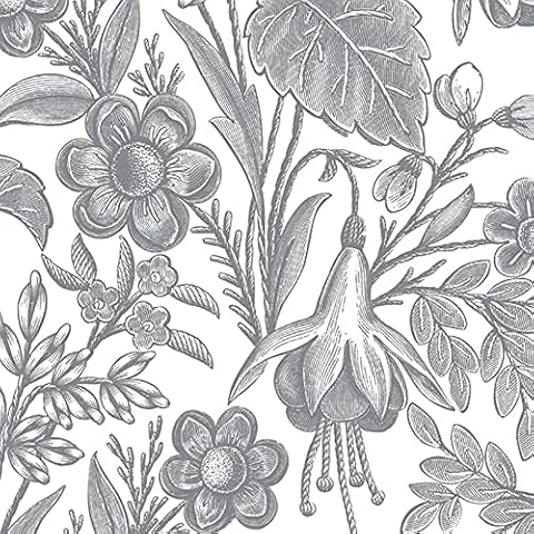 Maki 3-Ply Flowery Tissue Paper Napkins Serviettes for Decoupage Lunch 33 x 33cm - Pack of 20 (Floral Illustration Silver) Cover