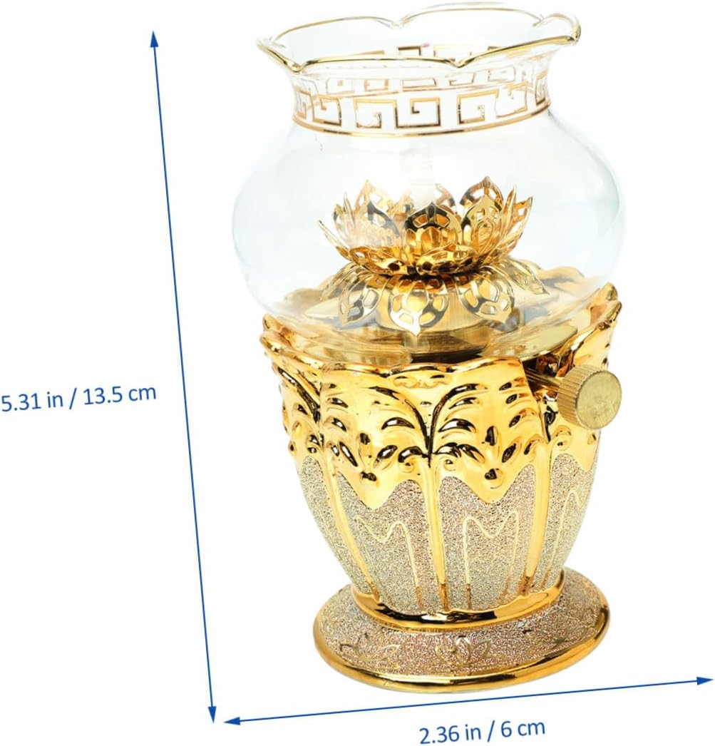 Windproof Alloy Lotus Oil Lamp for Home and Buddha Worship Small Kerosene Lantern with Delicate Design and Comfortable Grip Environmentally Friendly Illuminated Adorn for Indoor