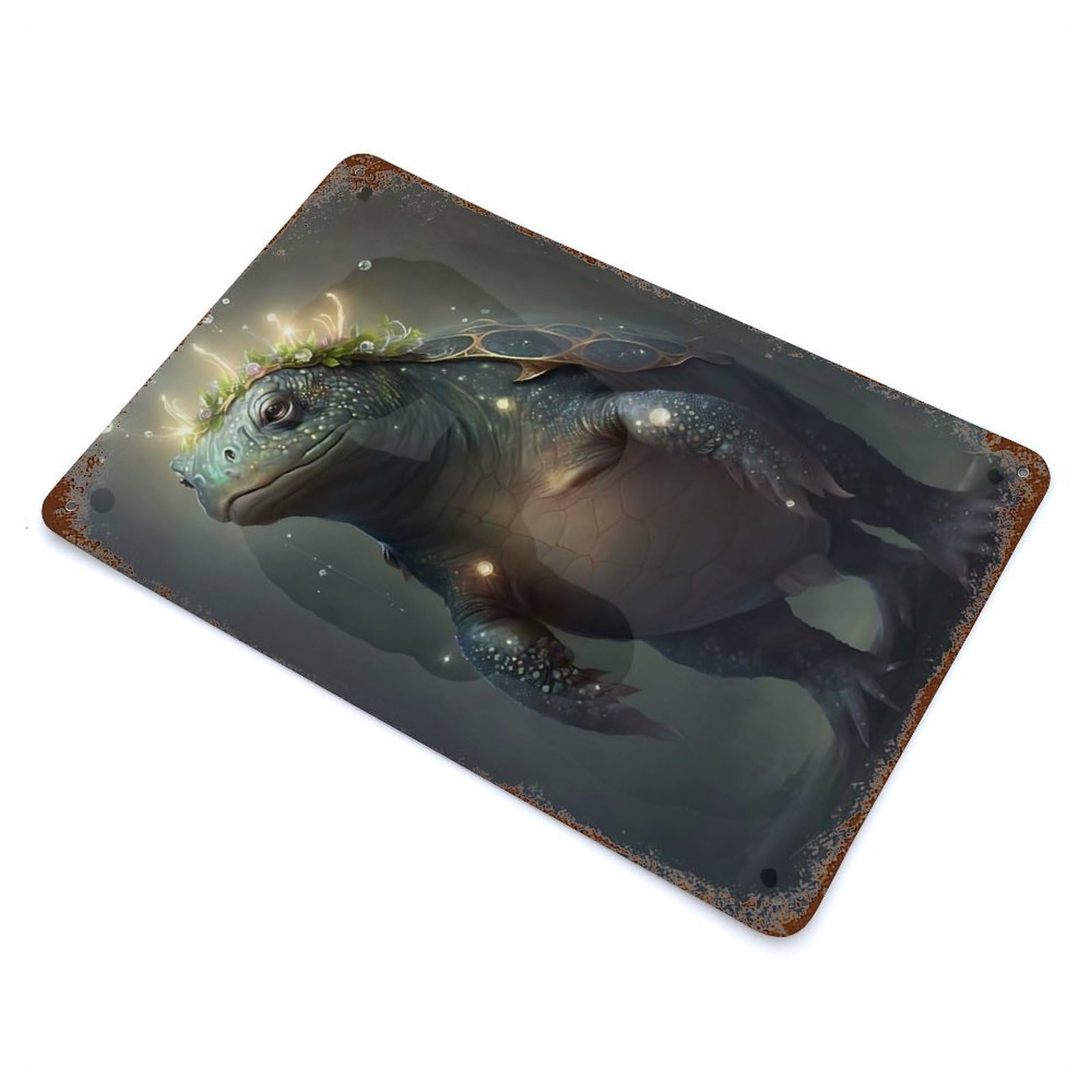 Turtle Hippo Rust Effect Tin Sign 11.8"x7.9", Novelty Wall Decor for Garage, Pub Or Kitchen