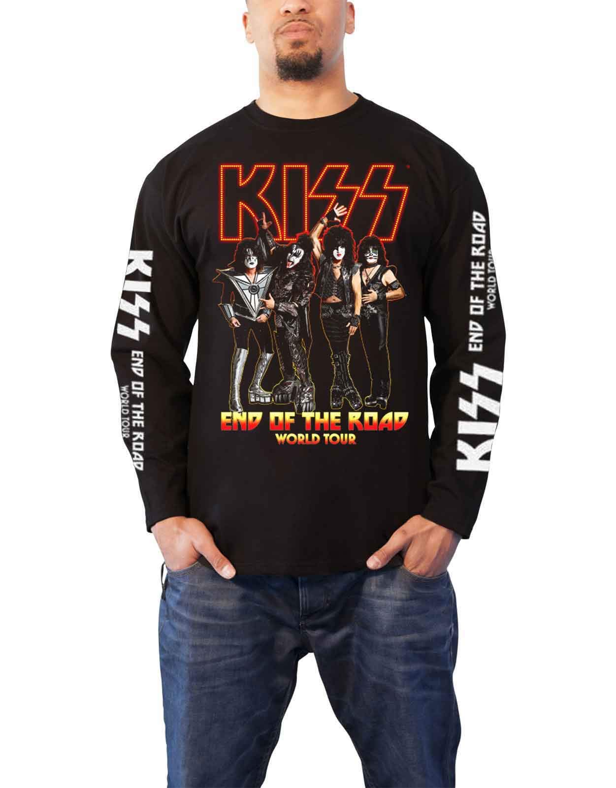 KISS T Shirt End of The Road Tour Band Logo Official Unisex Black Long Sleeve
