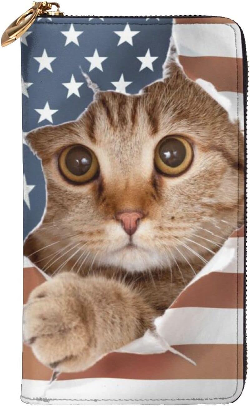 [RFSHOP] かわいい猫 財布 長財布 本革 レザー ウォレット シンプル 小銭入れ カード 現金 大容量収納 男女兼用 人気