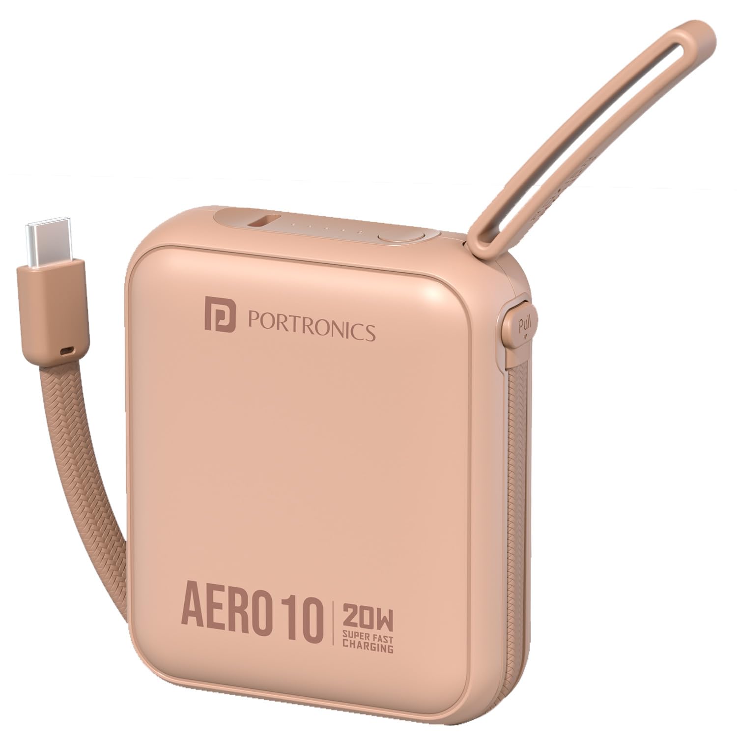 Portronics Aero 10 10000 mAh 20W Fast Charging Mini Power Bank with Detachable Type C Cable, Type C PD Input/Output Port, LED Indicator, Wake Up Button, Strong Lanyard, Light Weight (Mocha)-image-21