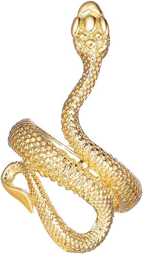 Snake Ring Animal Punk Vintage Ring for Men Women Retro Opening Adjustable Ring (Gold)