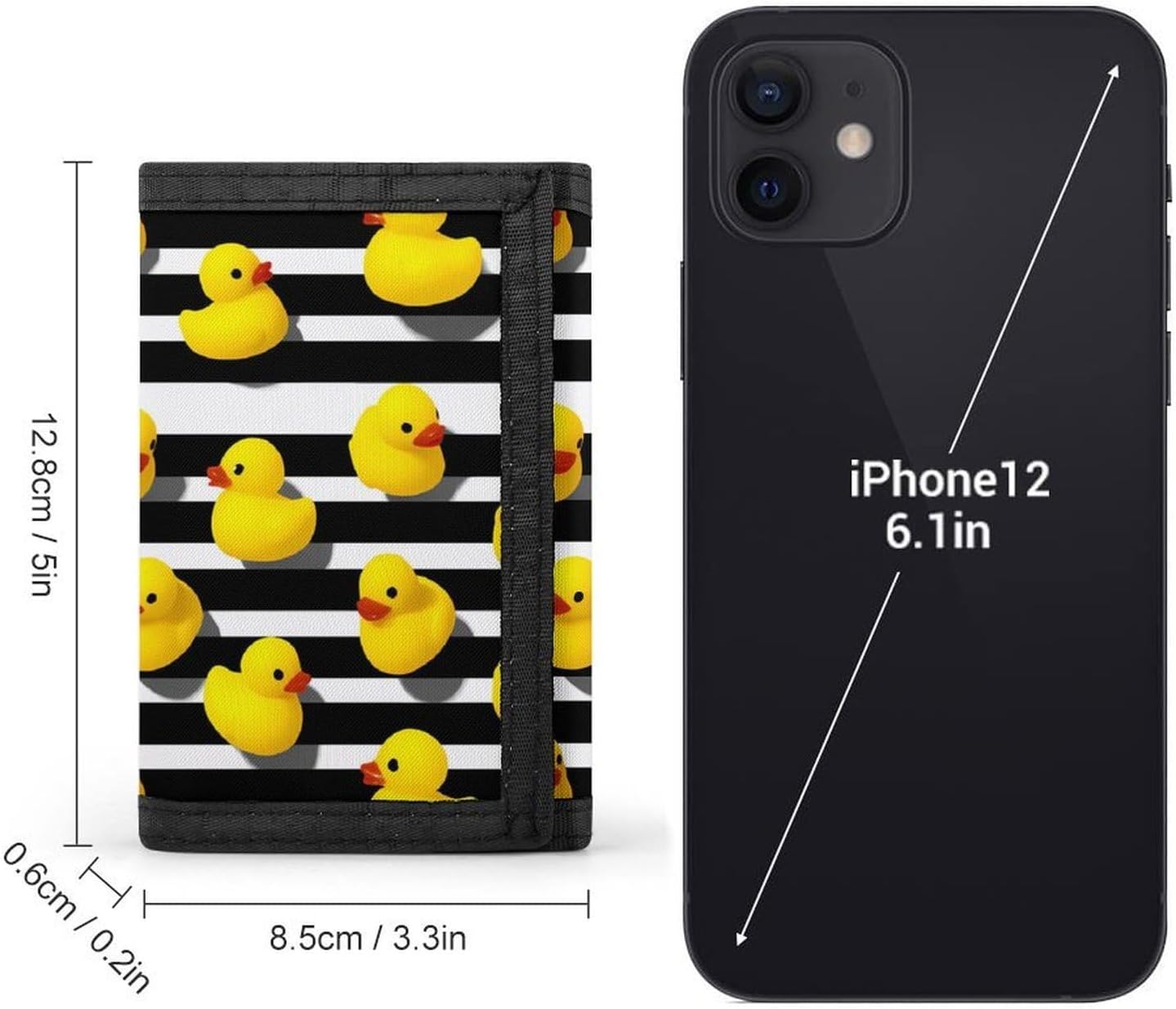 Yellow Rubber Ducks White And Black Stripes Trifold Slim Wallet Front Pocket With Money Clip And ID Credit Card Slots For Travel Work