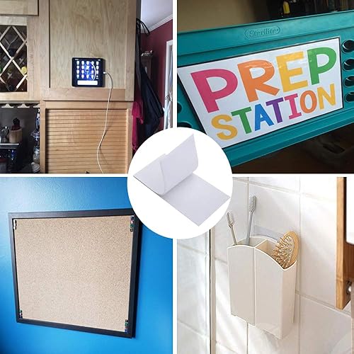 Vista 24 de Cinta de velcro Melsan, con cinta adhesiva fuerte montaje en hogar u oficina, en ligar de tener que hacer agujeros y usar tornillos, color Blanco