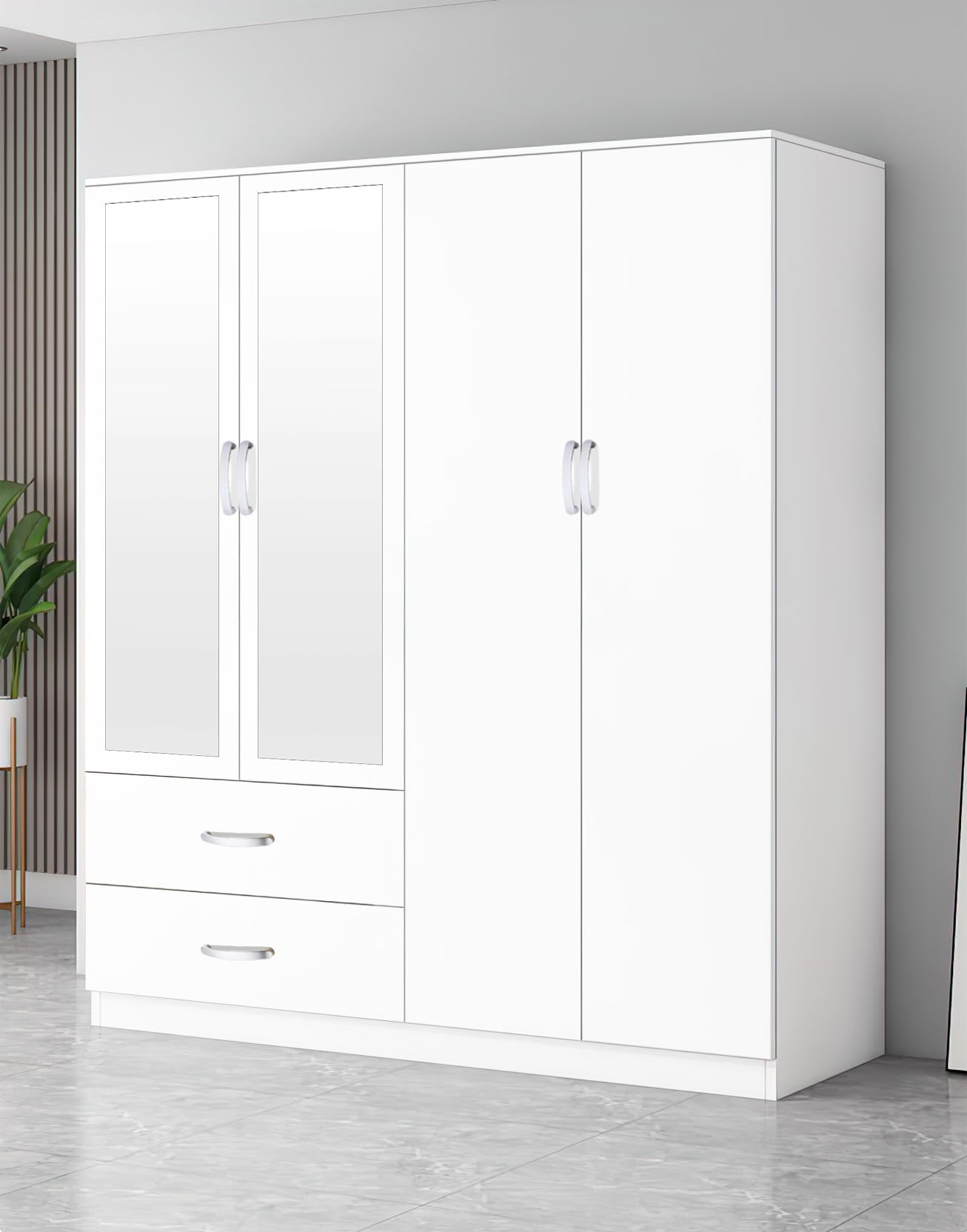 High Gloss 4 Door Wardrobe (White)
