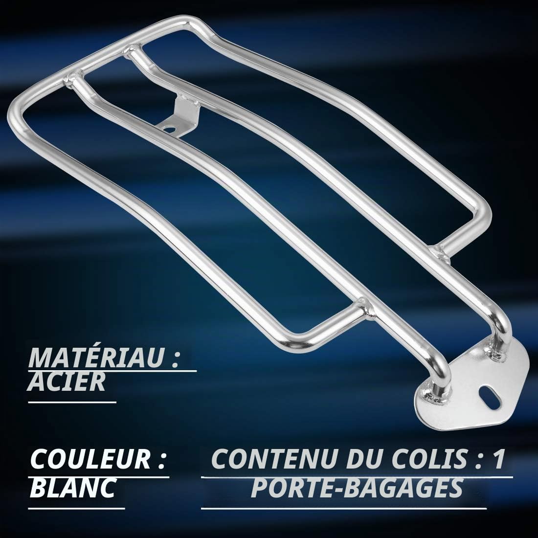 KaTur Moto Porte-Bagages Support à Tablette pour l'arrière Solo Seat 280mm (11") Argent Convient Harley XL Sportster 883 XL1200 1985-2003