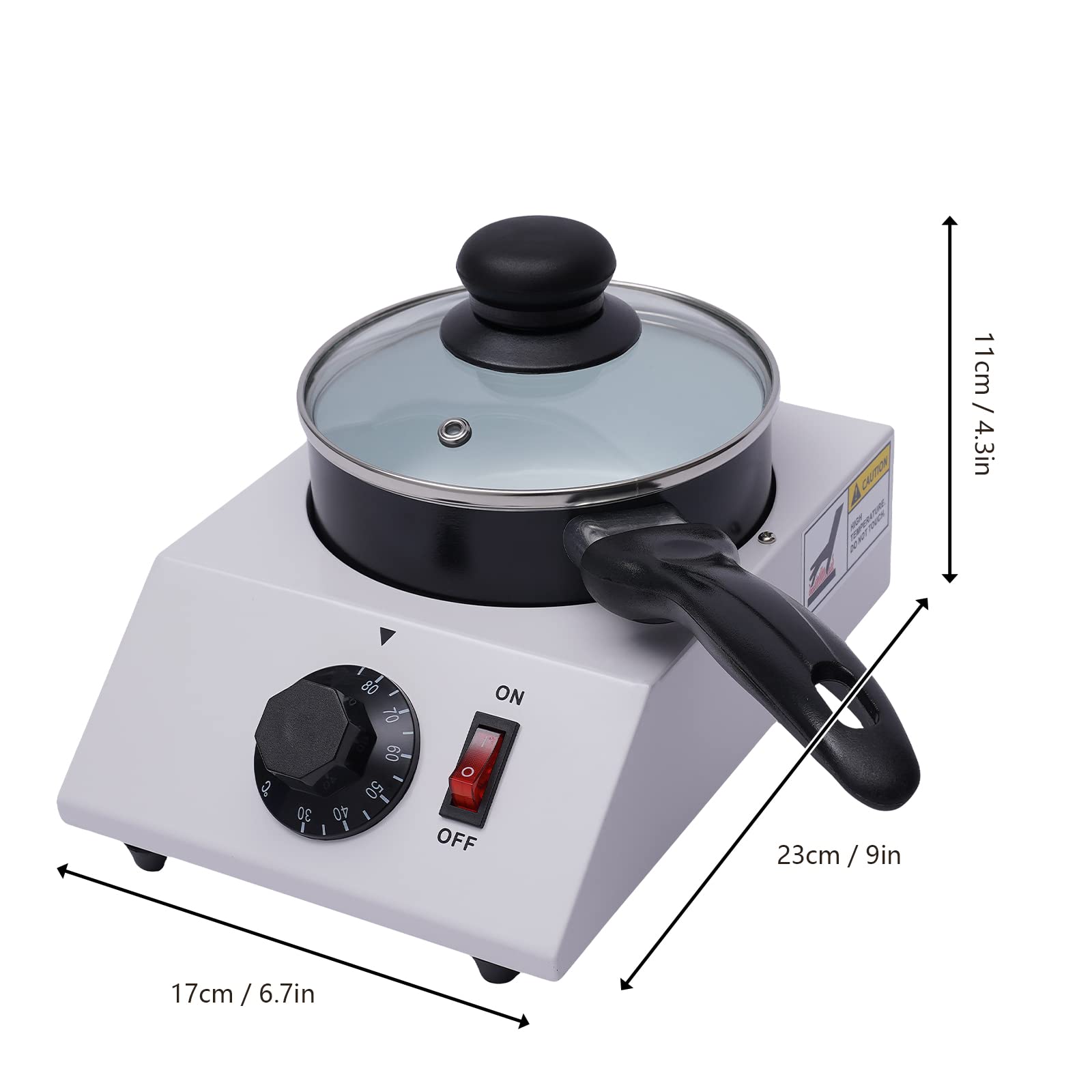Elektrische Schokoladenschmelzer 40W Temperiergerät mit Keramik-Alu-Topf - Professionelle Kuvertüre Maschine für Schokolade, 1kg Fassungsvermögen, 30-85°C einstellbar für Bäckerei, Café & Haushalt