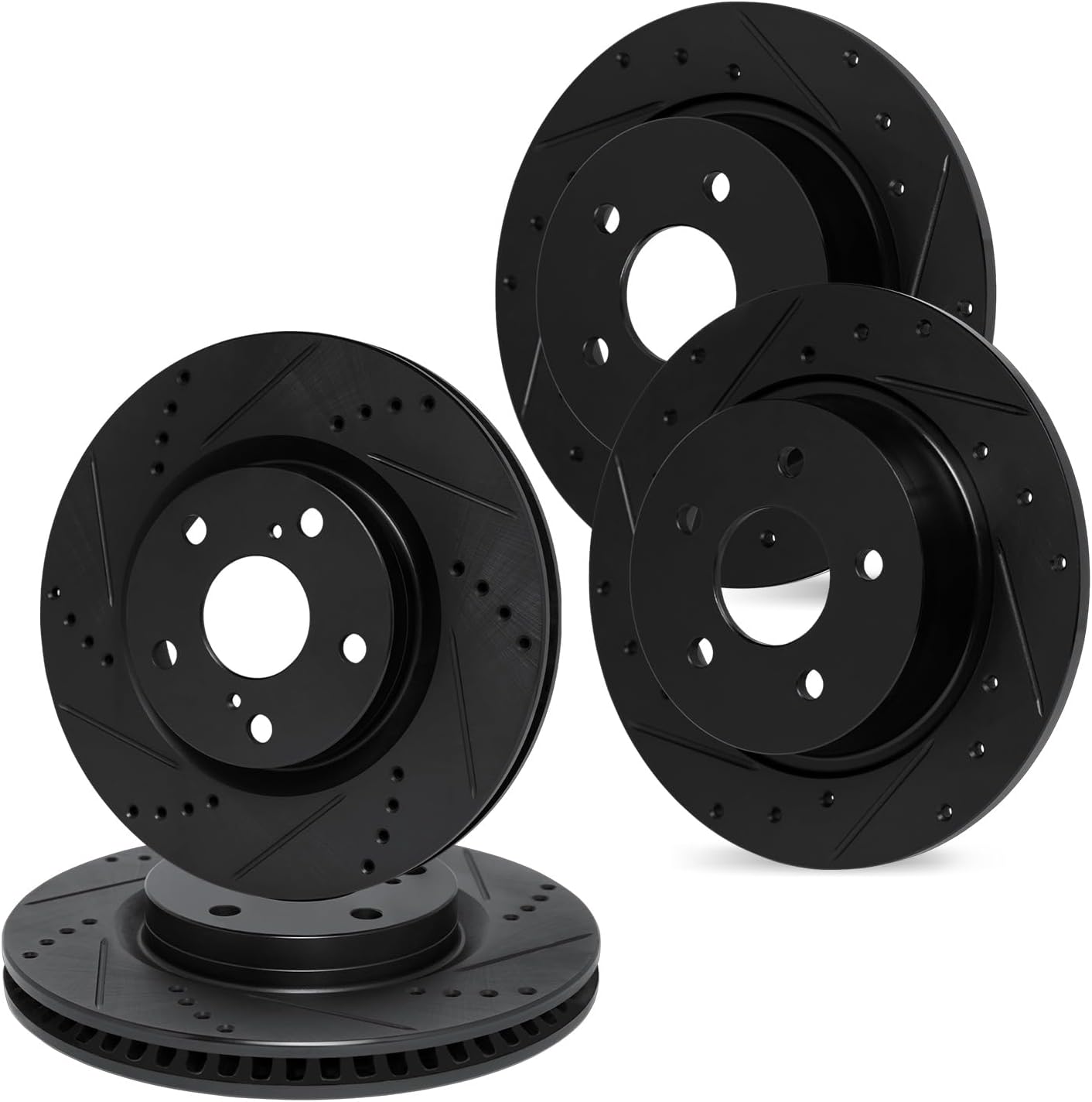 R1 Concepts Front and Rear Brake Rotors For 2016-2025 Honda Civic; 2019-2022 Honda Insight| Drilled Slotted Disc Brake Rotors| Brakes and Rotors