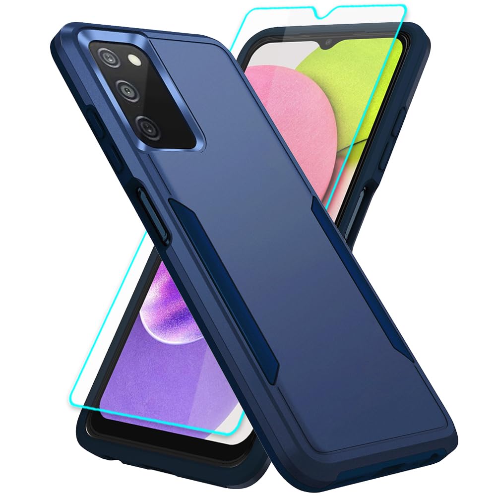 Yiakeng for Samsung Galaxy A03S Case, Galaxy A03S Phone Case with HD Screen Protectorr [Military Grade Drop Tested], Double Layer Protective Phone Case Suitable for Samsung Galaxy A03S (Blue)