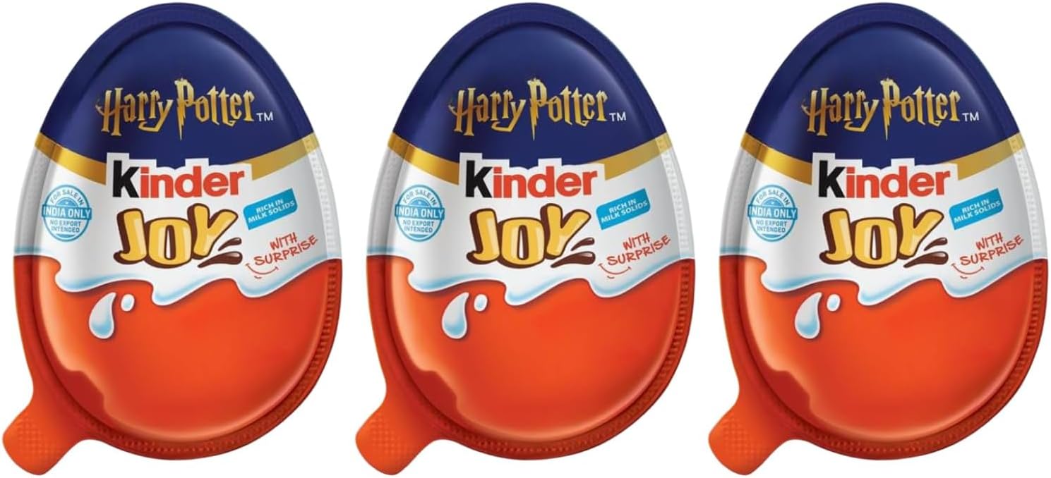 Kinders Joy Harry Potter 3 Egg X 20g - Milk & Cocoa Cream, Collectible Toy Inside – Fun and Delicious Treat for Fans of All Ages (Imported UAE)