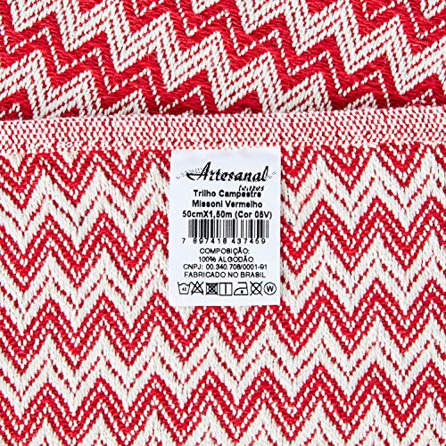 Trilho Campestre Missoni Artesanal Teares Vermelho 0.5x1.5 m