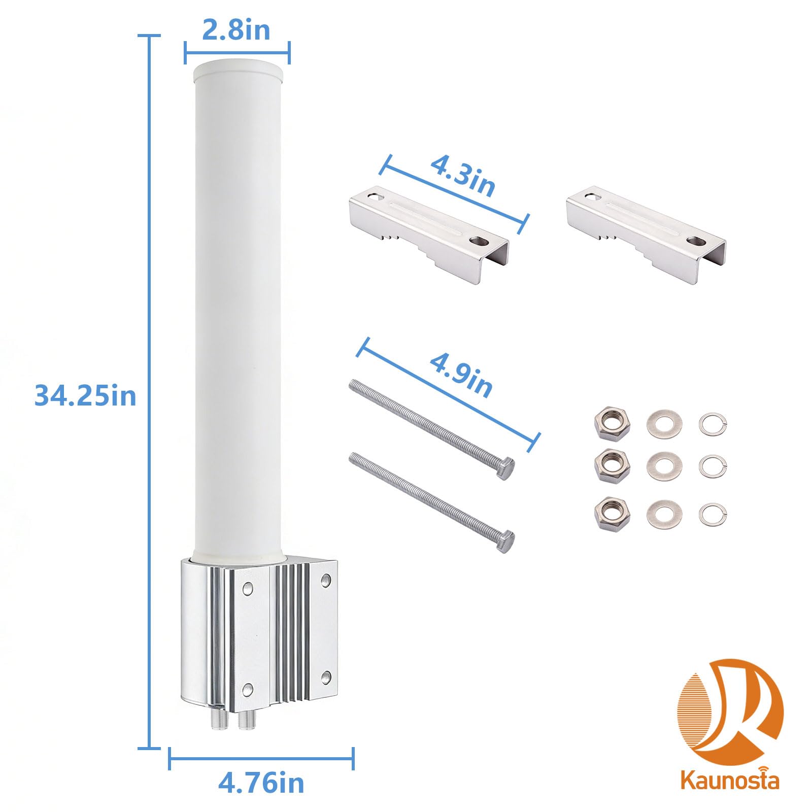 Antenna esterna Omni MIMO a doppia banda 2.4G/5.8G, antenna WiFi in fibra di vetro ad alto guadagno 8dBi, connettori Dual N-femmina, resistente alle intemperie, bianco